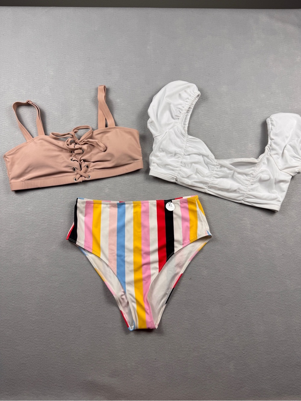 Asos Forever 21 Bikini Stripe High Waist Bottom Coordinated XLARGE Mix Match